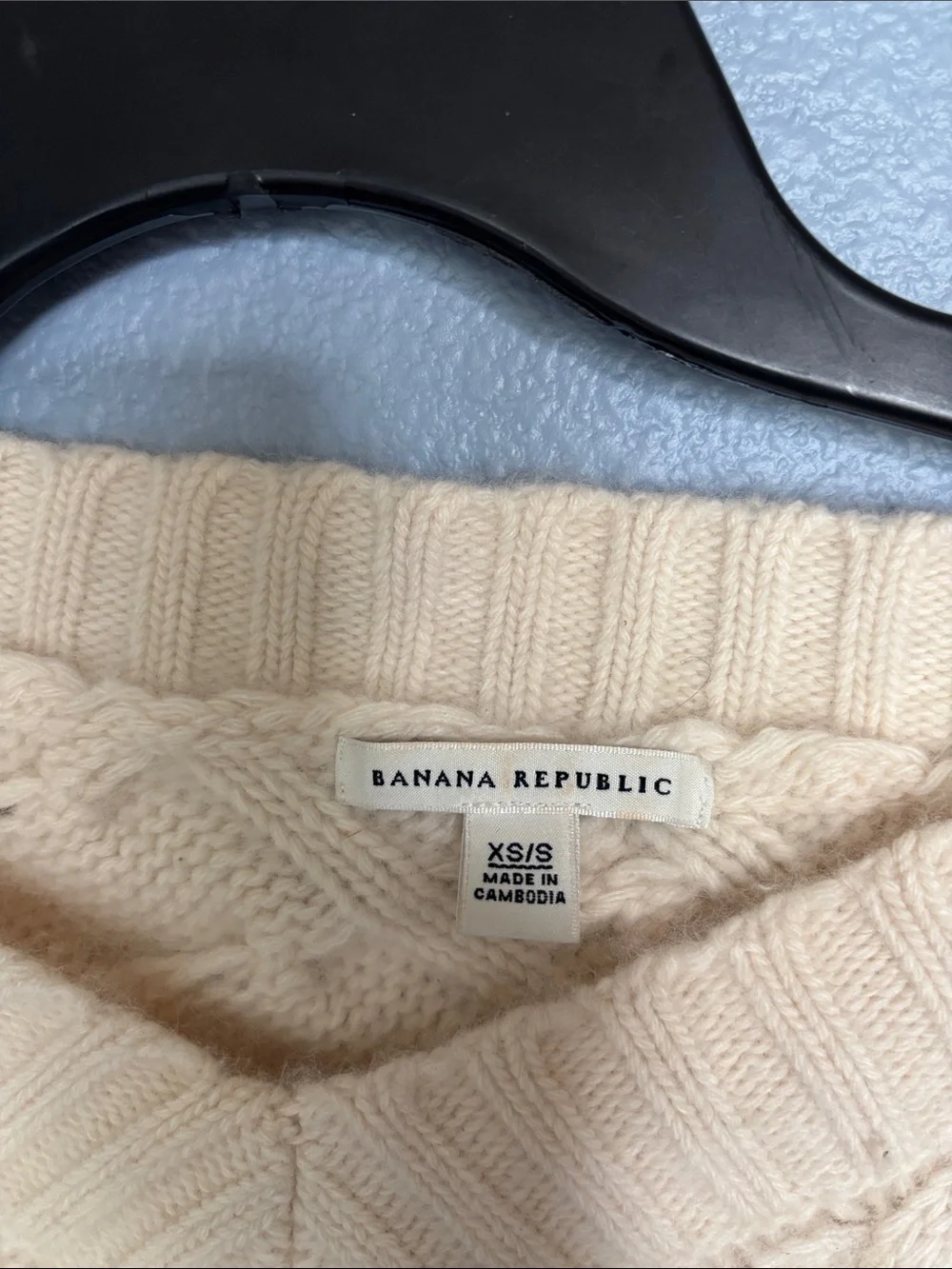 The Banana Republic Angora Lambswool Cable-Knit Poncho Sweater. Size small